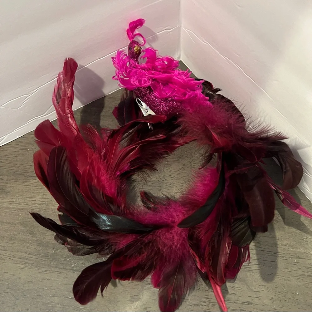 Pier 1 Pink and Red Phoenix Decor Feather Accent